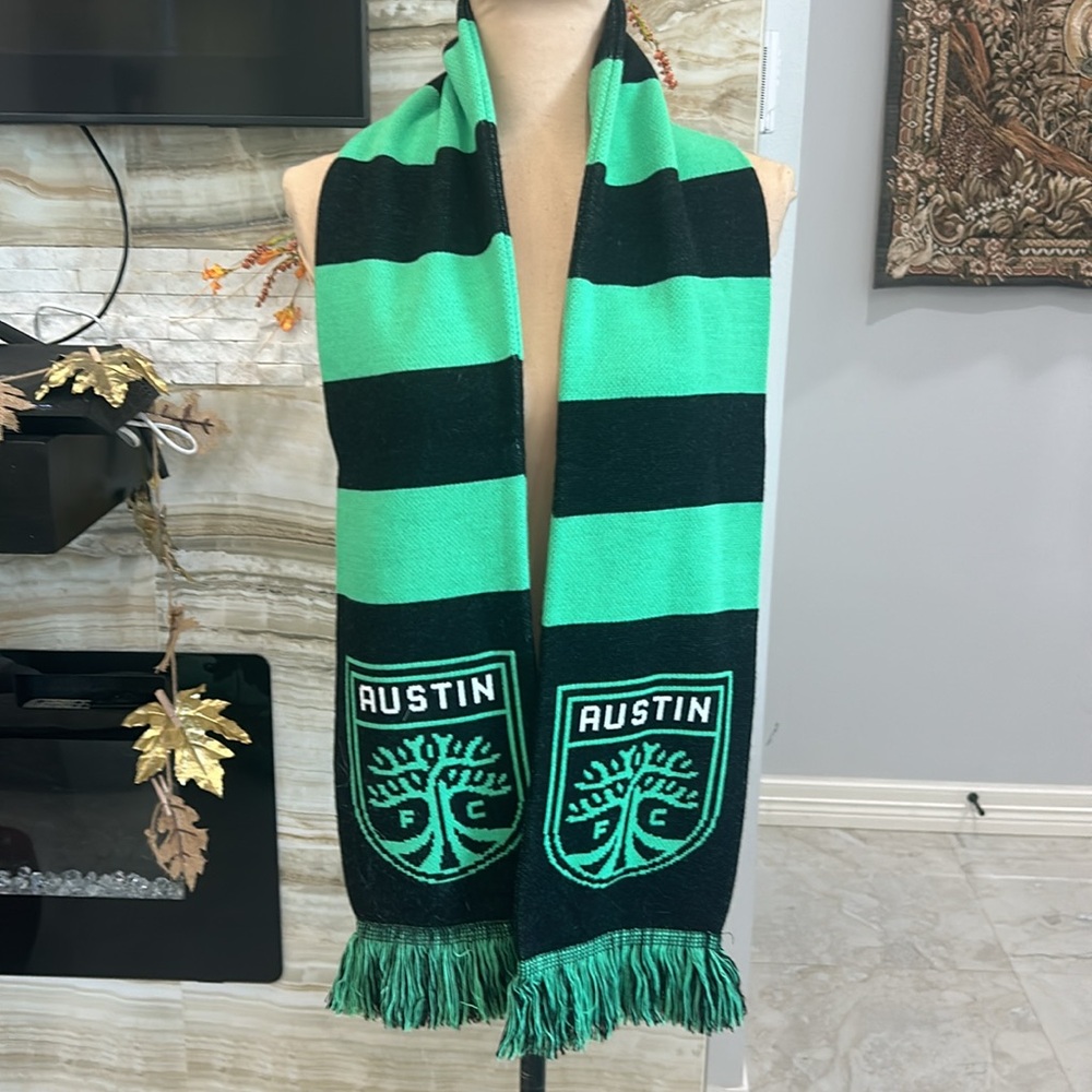 Retired Austin FC Green and Black Striped Scarf